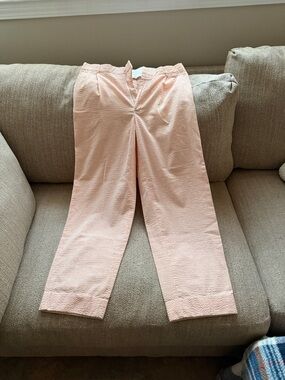 Orange Searsucker Men’s Dress Pants - Classic Straight Fit